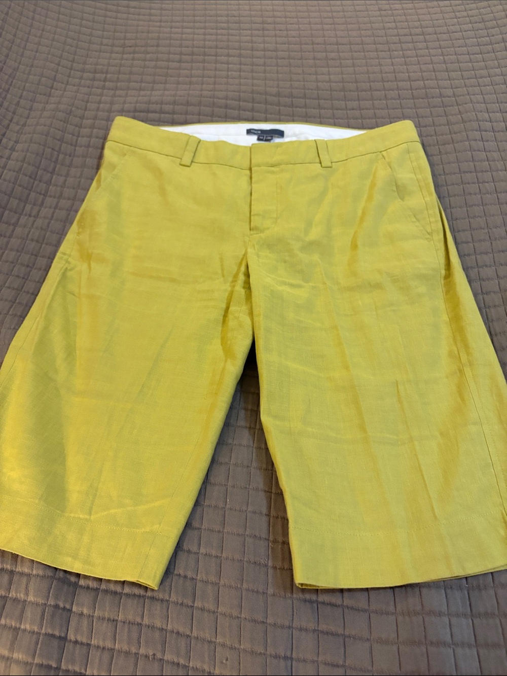 Women’sYellow Linen Blend Shorts